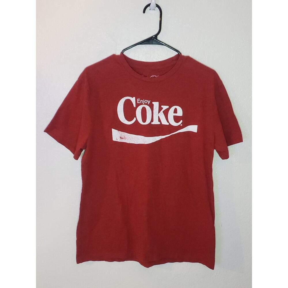 Enjoy Coke Coca-Cola Short Sleeve T-Shirt Mens Large Red Black Speckled